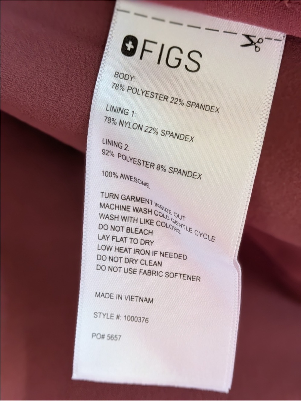 FIGS ContourKnit Scrub Jacket Mauve Size Small - Picture 12 of 12